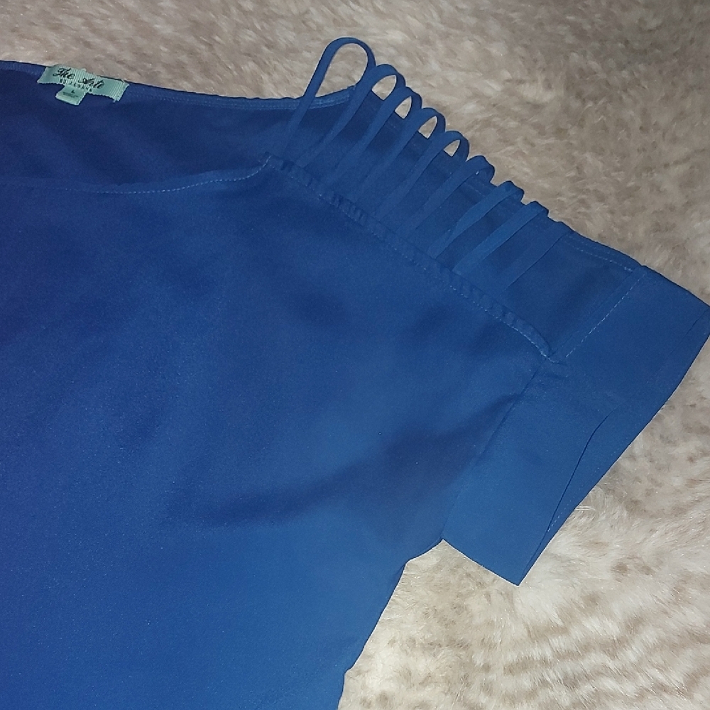 Blue Short Sleeve Top with Strap Detail